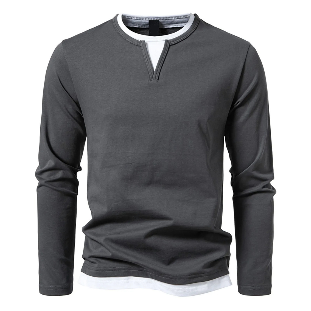 Herren-Langarm-T-Shirt, klassische Baumwolle-4