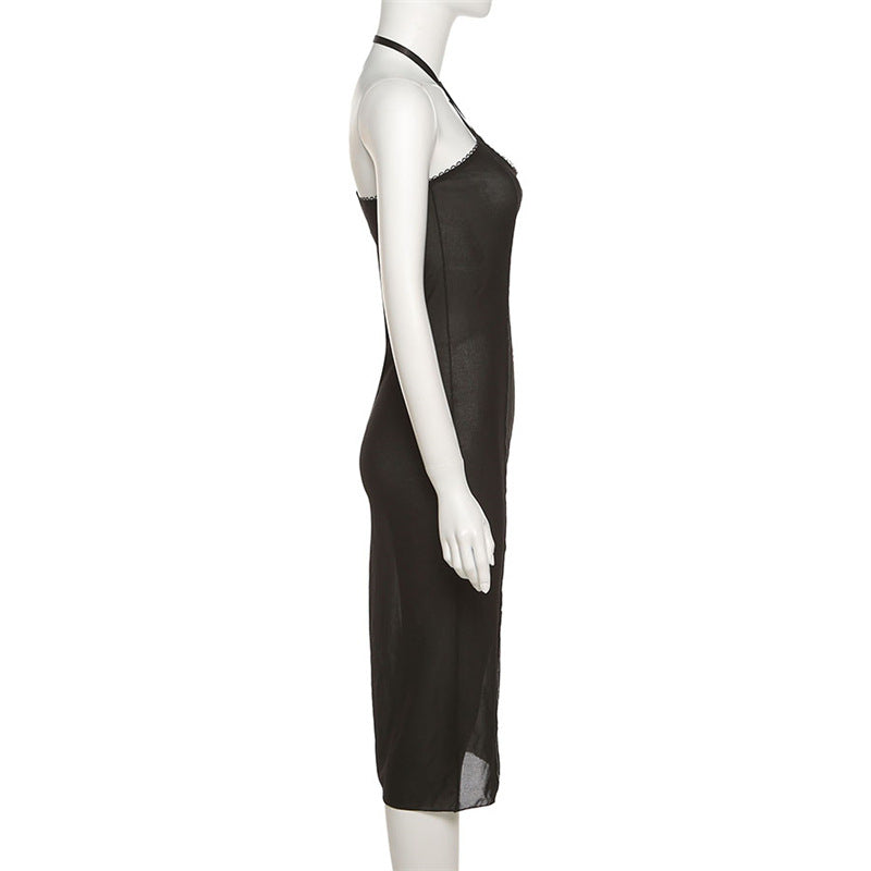 Damen-Midi-Kleid, Spaghettiträger, Cut-out, Details, Polyester, Viskose-4