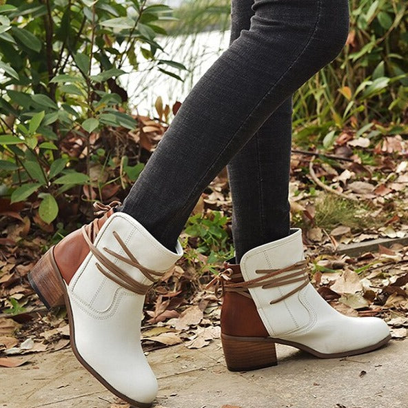 Damen-Stiefel, Vintage Schnürung, Leder 6
