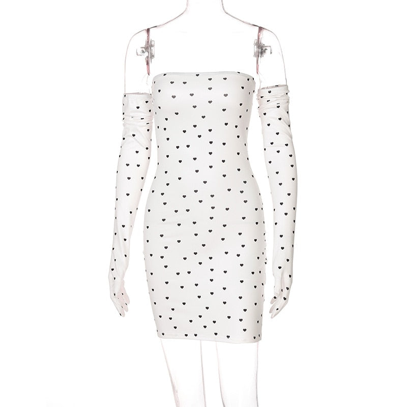 Damen-Minikleid, A-Linienform, Herzprint, Polyester-5