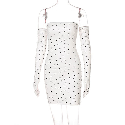 Damen-Minikleid, A-Linienform, Herzprint, Polyester-5