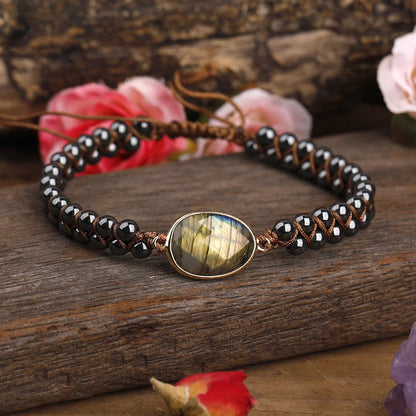Damen-Boho-Armband, mit Steinperlen und verstellbarer Schnürung-4