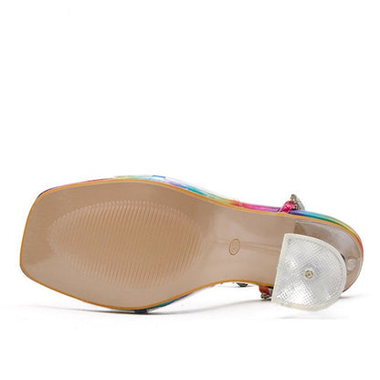 Damen-Sandalen, hoher Absatz, Fußriemen, PVC-2