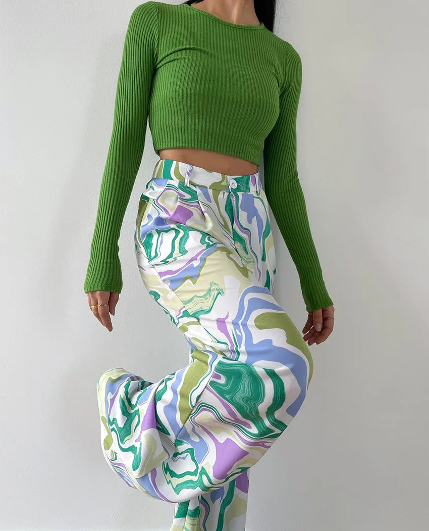 Damen-Set, zweiteilig, langärmelige Bluse, hochwertiger Stoff, Hose-5