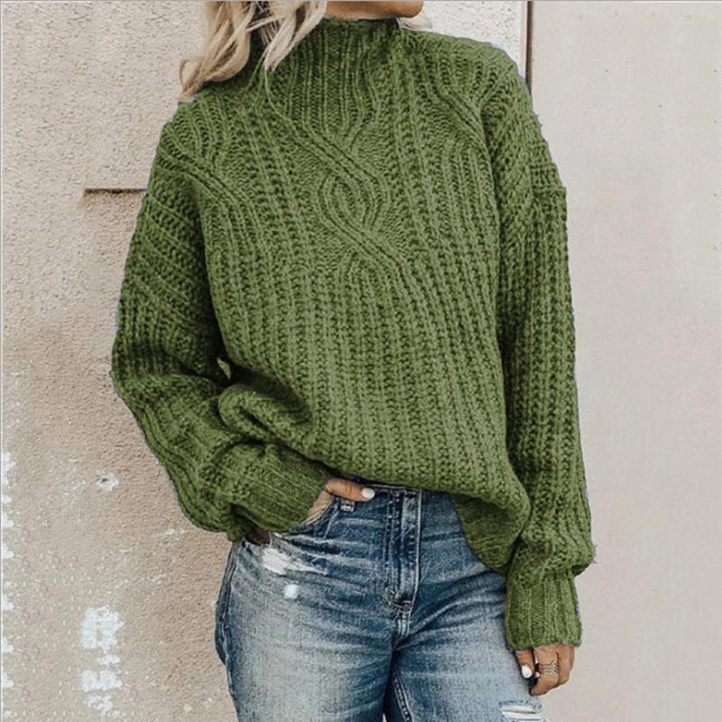 Damen-Rollkragenpullover im Zopfmuster aus 100% Acryl 1