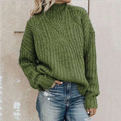 Damen-Rollkragenpullover im Zopfmuster aus 100% Acryl 1