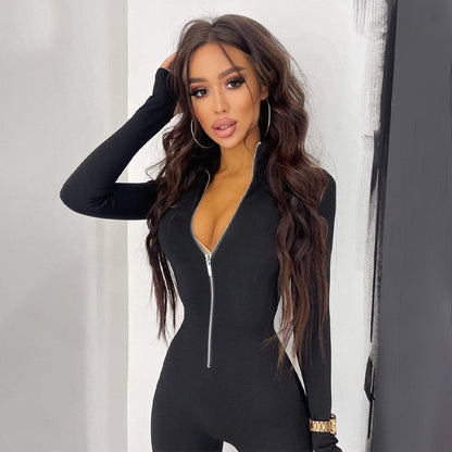 Damen-Overall, Winter, mit Reißverschluss aus Polyester und Spandex-5