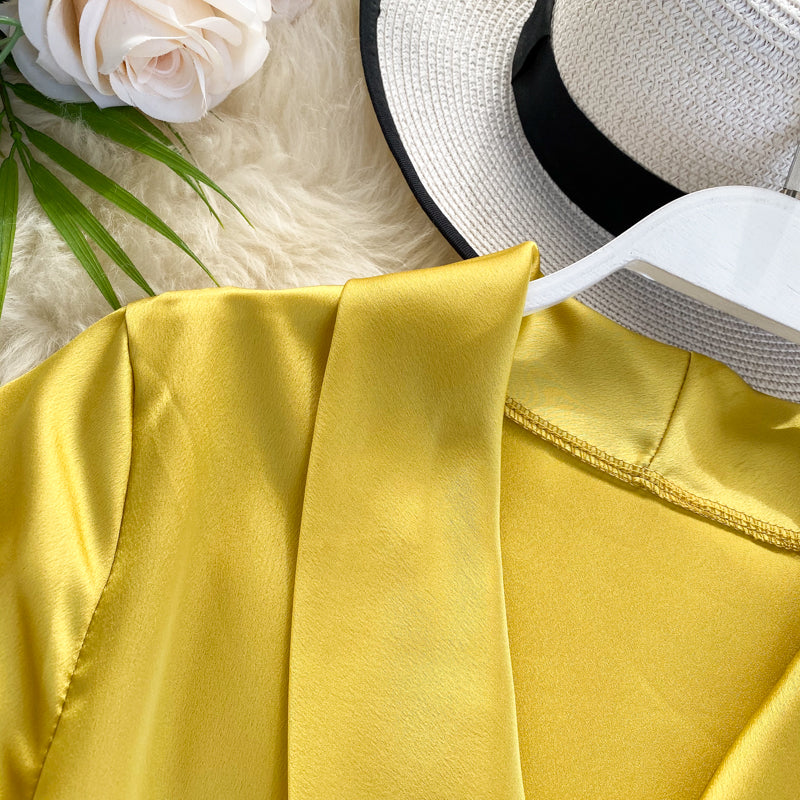 Damen Chiffonbluse mit Rüschen V-Ausschnitt Lange Ärmel-5