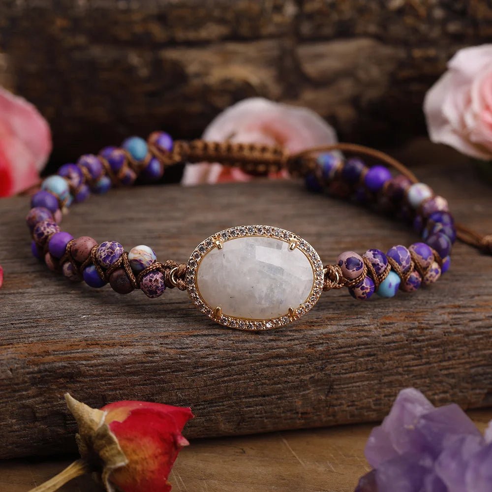 Damen-Boho-Armband, mit Steinperlen und verstellbarer Schnürung-1