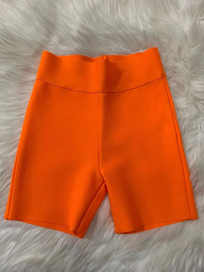 Damen-Trainingsshorts, hoch tailliert, Polyester, bequemes Design-2
