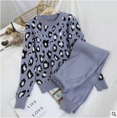 Variant image for Damen-Hose, mit elastischem Bund, Leopardenprint, langes Set, Acryl-3