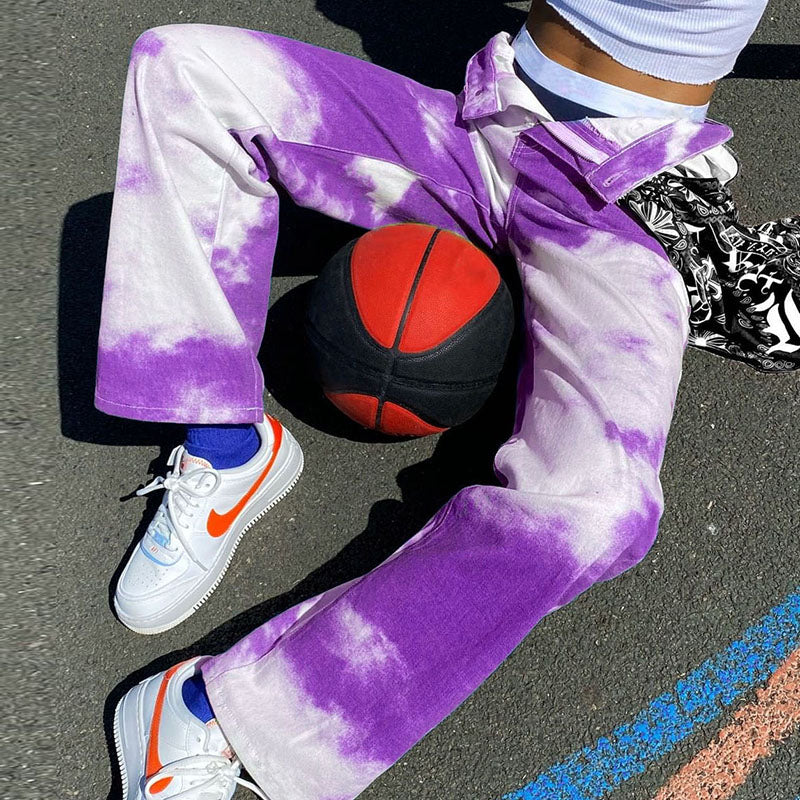 Damen-High-Waist-Bleach-Flare-Jeans Polyester Elasthan-2