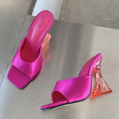 Damen-Sandalen, hoher Absatz, Seide, Gummisohle, elegantes Design 10