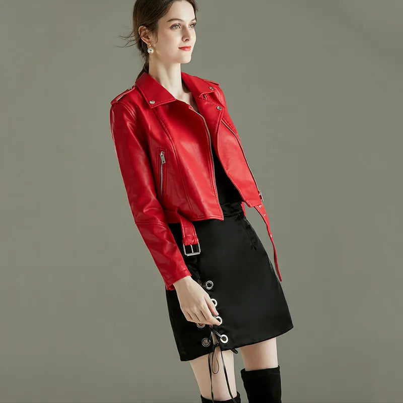 Damen-Lederjacke, elegant, veganes Leder mit optimaler Passform-3