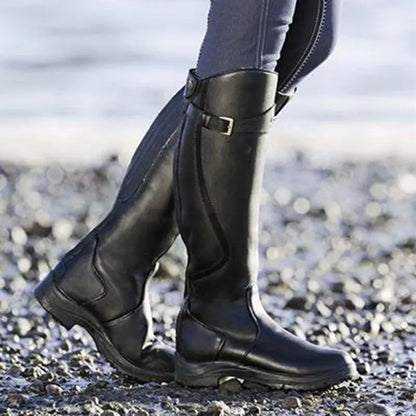 Damen Wasserdichte Stiefel Elegant Synthetische Leder-4