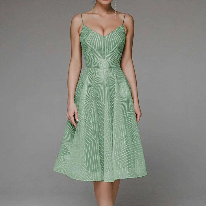 Damen Ärmelloses Kleid Offener Rücken Luxuriöse Polyester-Baumwollmischung 6