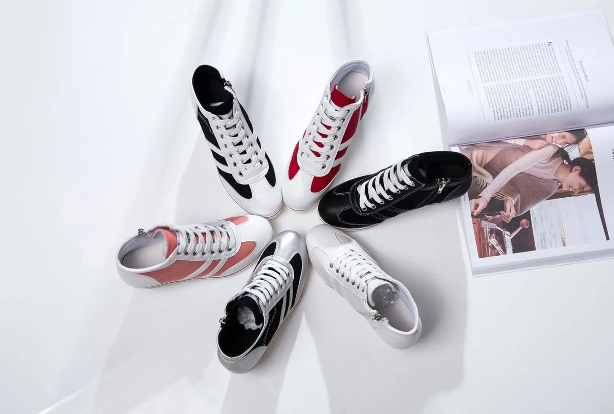 Damen-Keilabsatz-Sneaker, modern, Canvas, hoher Absatz, komfortabel-3