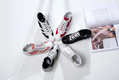 Damen-Keilabsatz-Sneaker, modern, Canvas, hoher Absatz, komfortabel-3