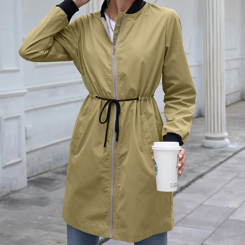 Damen-Regenmantel, mittelgroß, wasserfest, Polyester, mit Reißverschluss-1