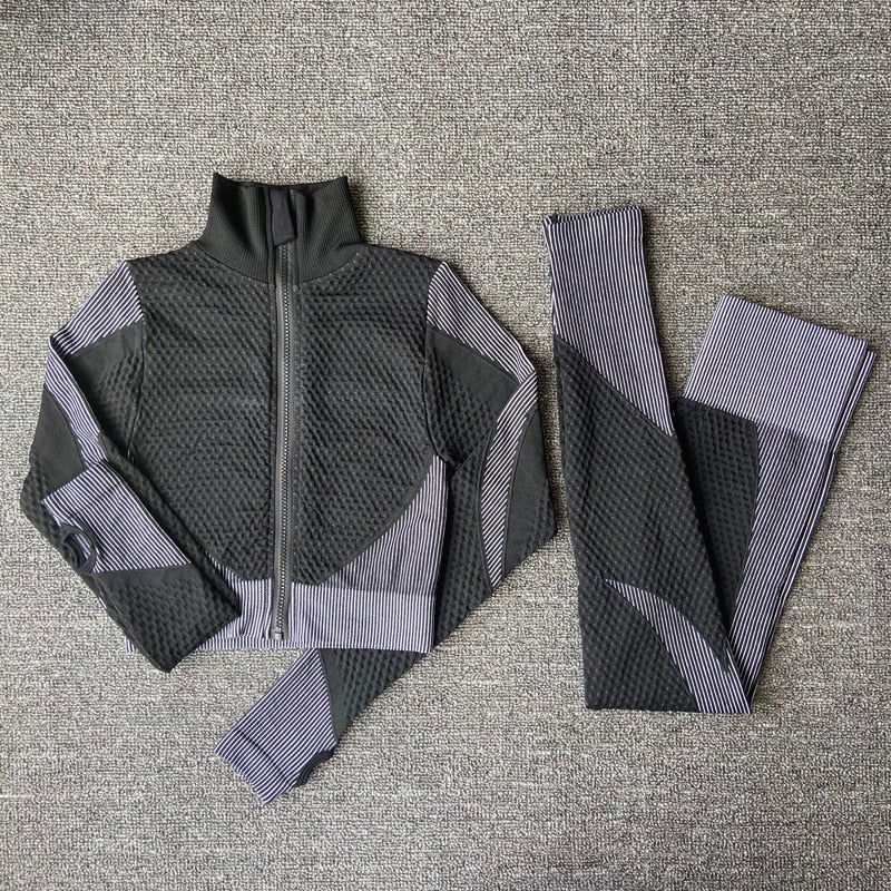Damen-Sport-Set, Yoga, monochrom Nylon-1