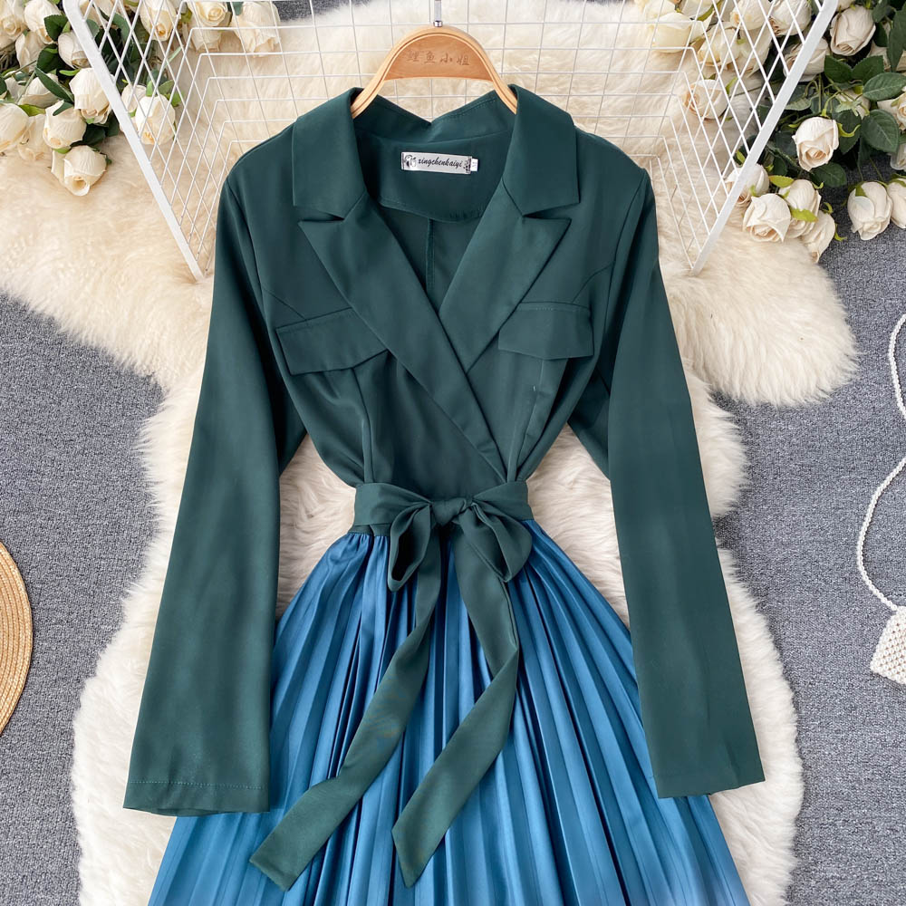 Damen-Midikleid, A-Linie, Polyester, gerafft-2