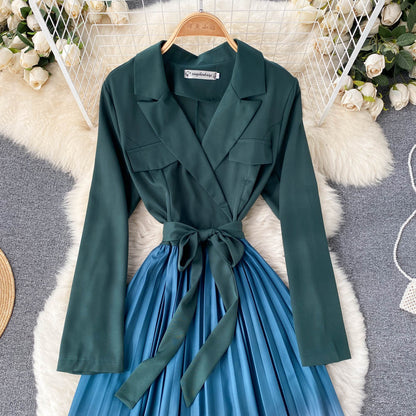 Damen-Midikleid, A-Linie, Polyester, gerafft-2