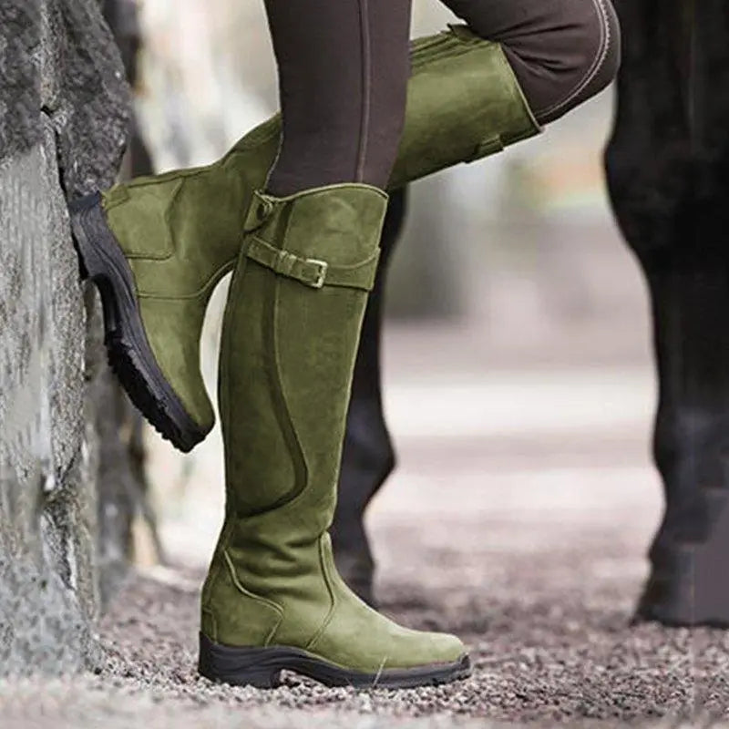 Damen Wasserdichte Stiefel Elegant Synthetische Leder-6