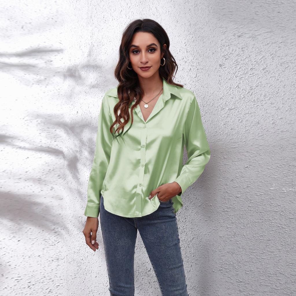 Damenbluse luftiges Satin Sommerstil-5