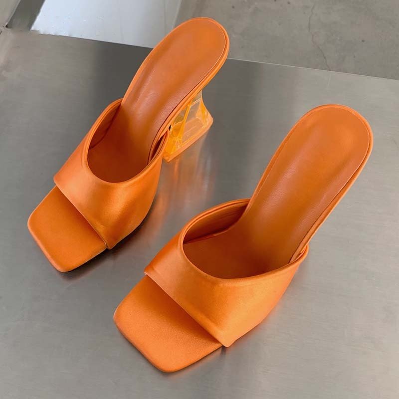 Damen-Sandalen, hoher Absatz, Seide, Gummisohle, elegantes Design 9
