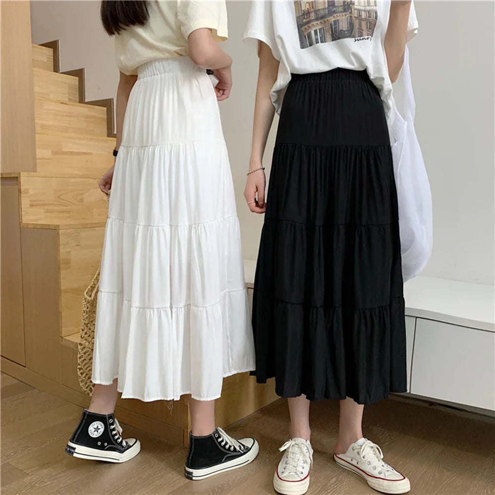 Damen A-Linien Rock Maxi Leichtes Material mit Elastisch Taillenband-5