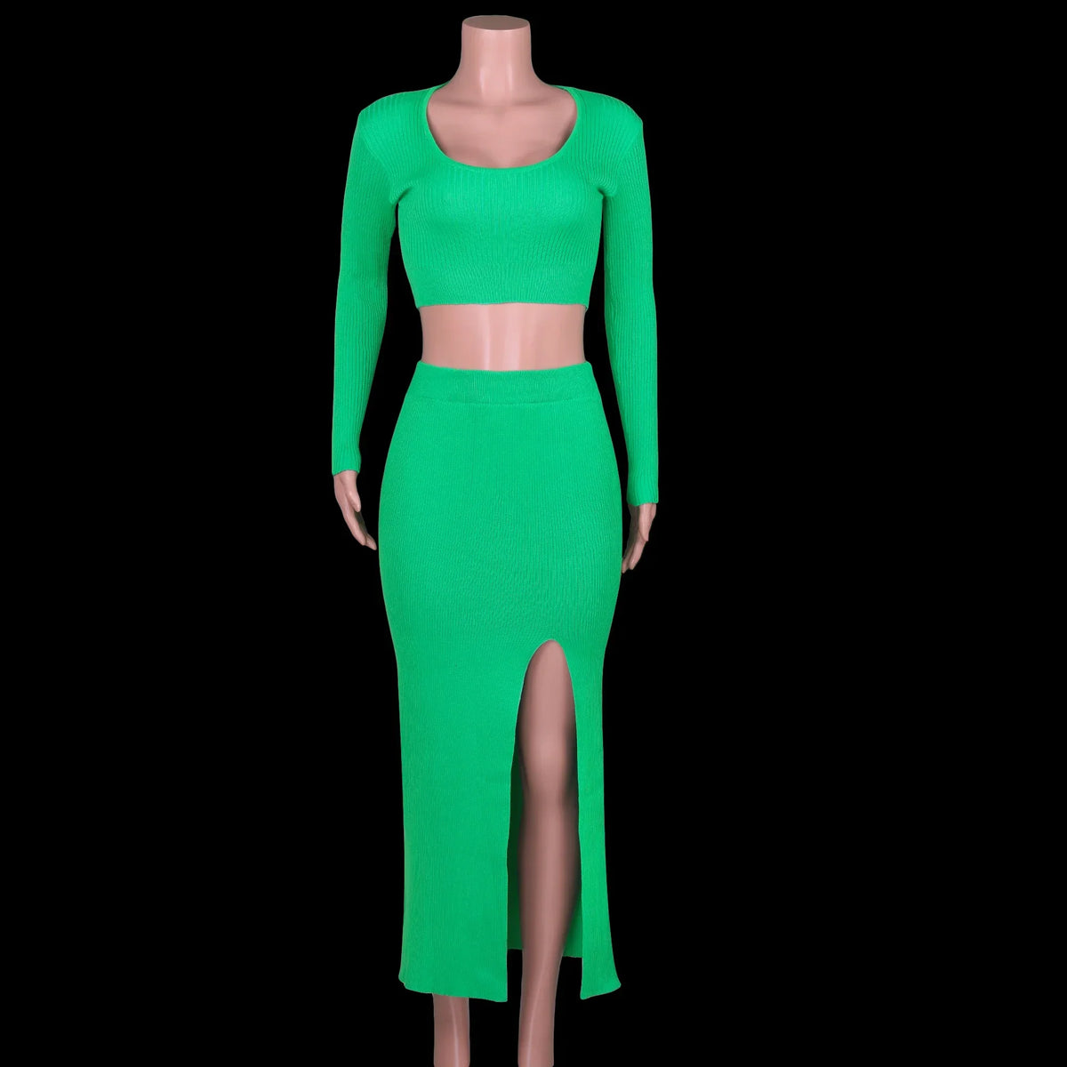 Damenkleid Langärmlig Midi aus Baumwolle und Polyester-6