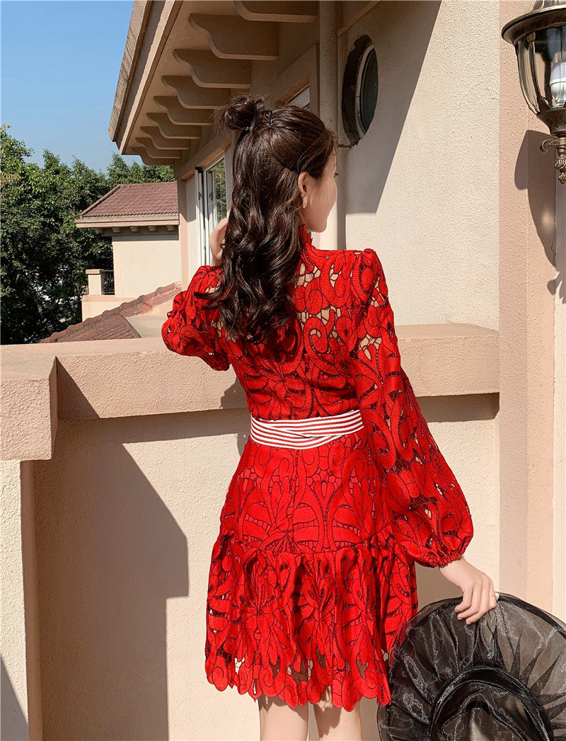 Damen-Minikleid, vintage, Baumwolle, mit langen Ärmeln-4
