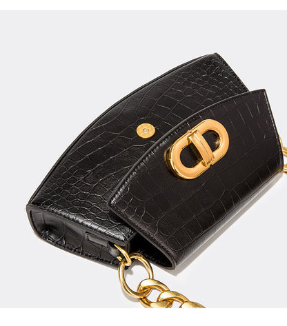 Damen Schultertasche Tierdruck PU-Leder mit Ketten-Details-5