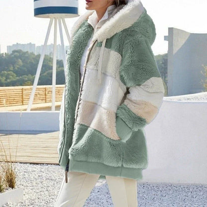 Damen-Oversize-Mantel, Fleece mit Kunstfell-6