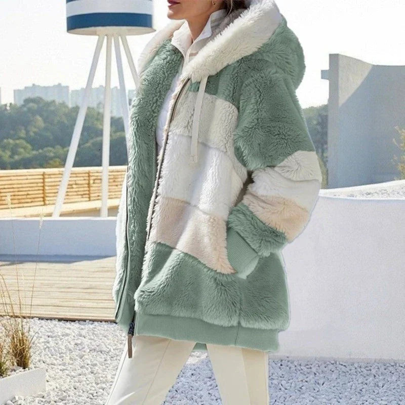 Variant image for Damen-Oversize-Mantel, Fleece mit Kunstfell-6