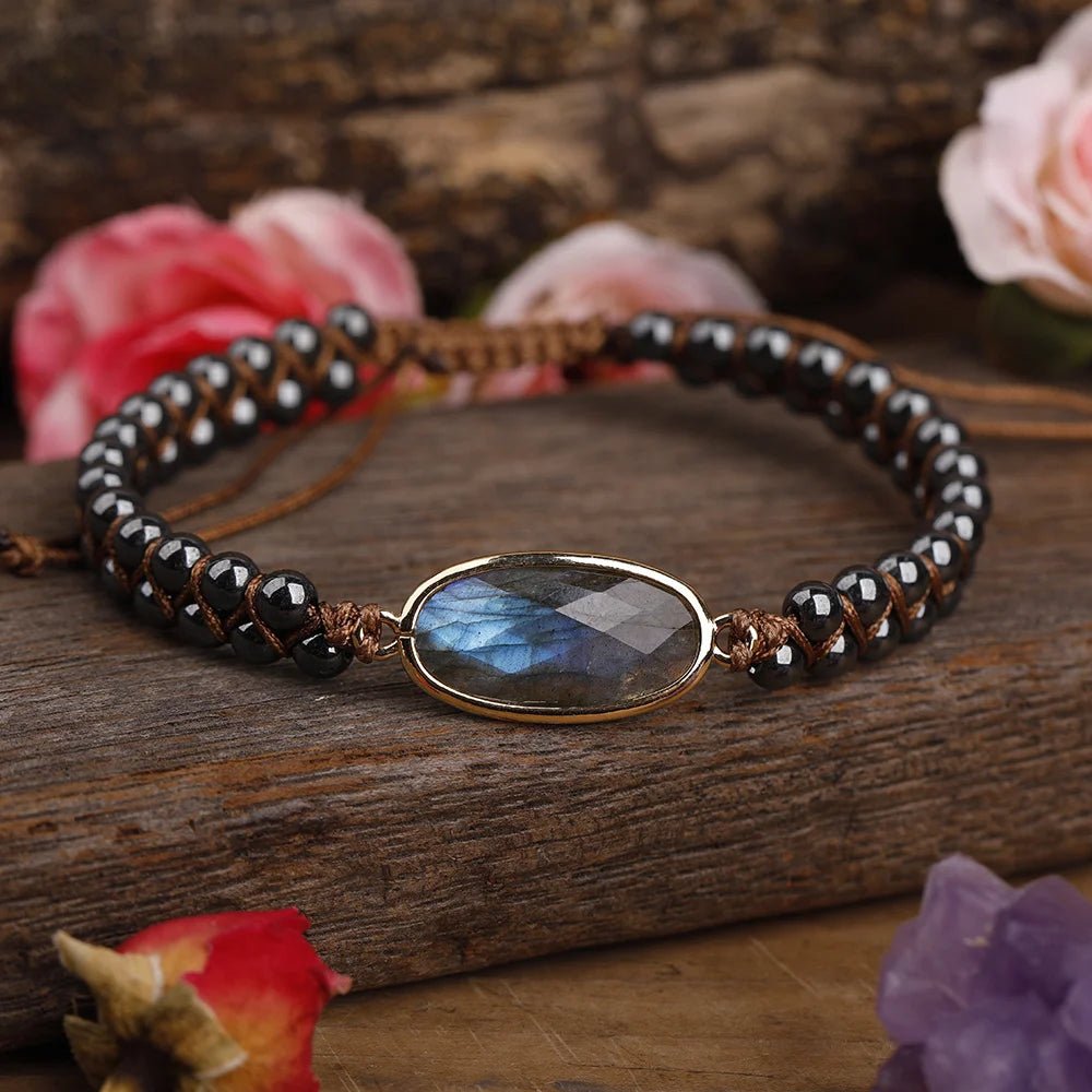 Damen-Boho-Armband, mit Steinperlen und verstellbarer Schnürung-3