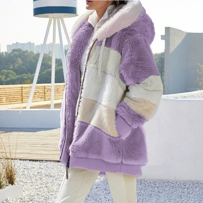 Variant image for Damen-Oversize-Mantel, Fleece mit Kunstfell-26