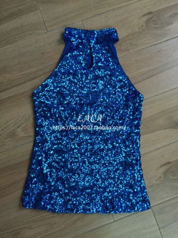 Variant image for Damen-Top, Glitzer-Design, kurzes Polyester-7