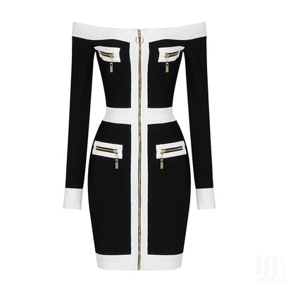 Damen-Schulterfreies Kleid, elegant, Polyester 5