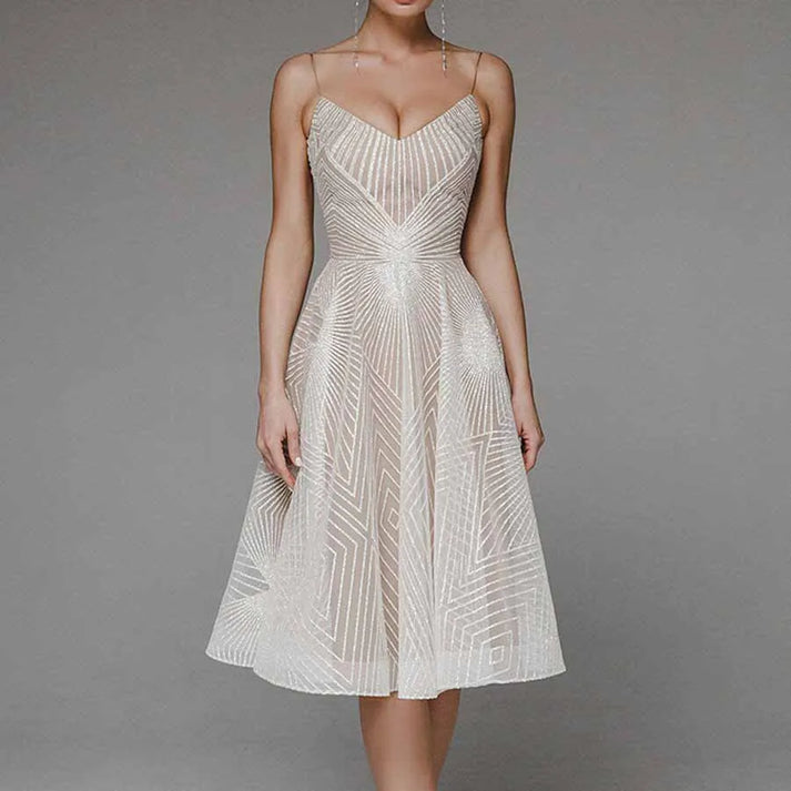 Damen Ärmelloses Kleid Offener Rücken Luxuriöse Polyester-Baumwollmischung 1