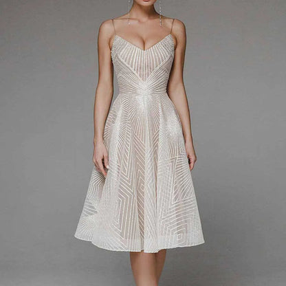 Damen Ärmelloses Kleid Offener Rücken Luxuriöse Polyester-Baumwollmischung 1