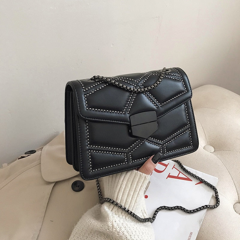 Variant image for Damen Schultertasche Kette PU-Leder Weich Klappen-Design-4