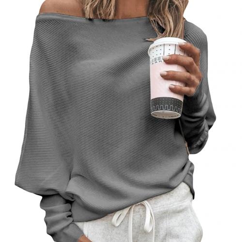 Damen-Pullover, schulterfreies weiches Design, elastisches Material-2
