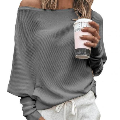 Damen-Pullover, schulterfreies weiches Design, elastisches Material-2