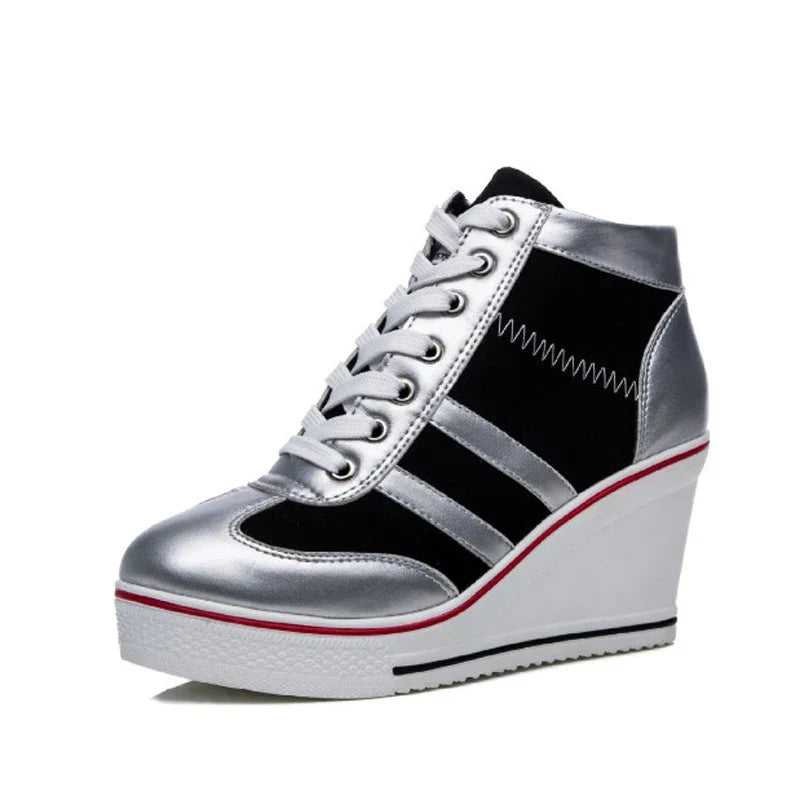 Variant image for Damen-Keilabsatz-Sneaker, modern, Canvas, hoher Absatz, komfortabel-10