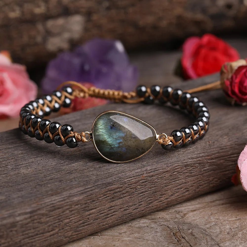 Damen-Boho-Armband, mit Steinperlen und verstellbarer Schnürung-5