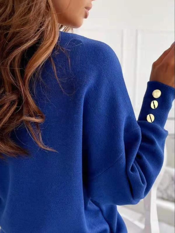 Damenpullover mit V-Ausschnitt und Knopfdetails 100% Baumwolle-2