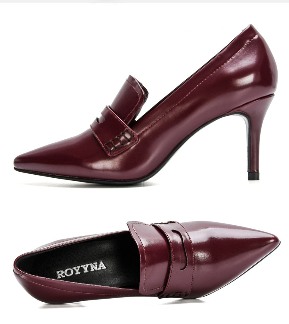 Damen-Pumps, spitze Zehe, PU-Leder, hoher Absatz-4