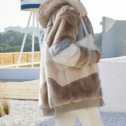 Damen-Oversize-Mantel, Fleece mit Kunstfell-2