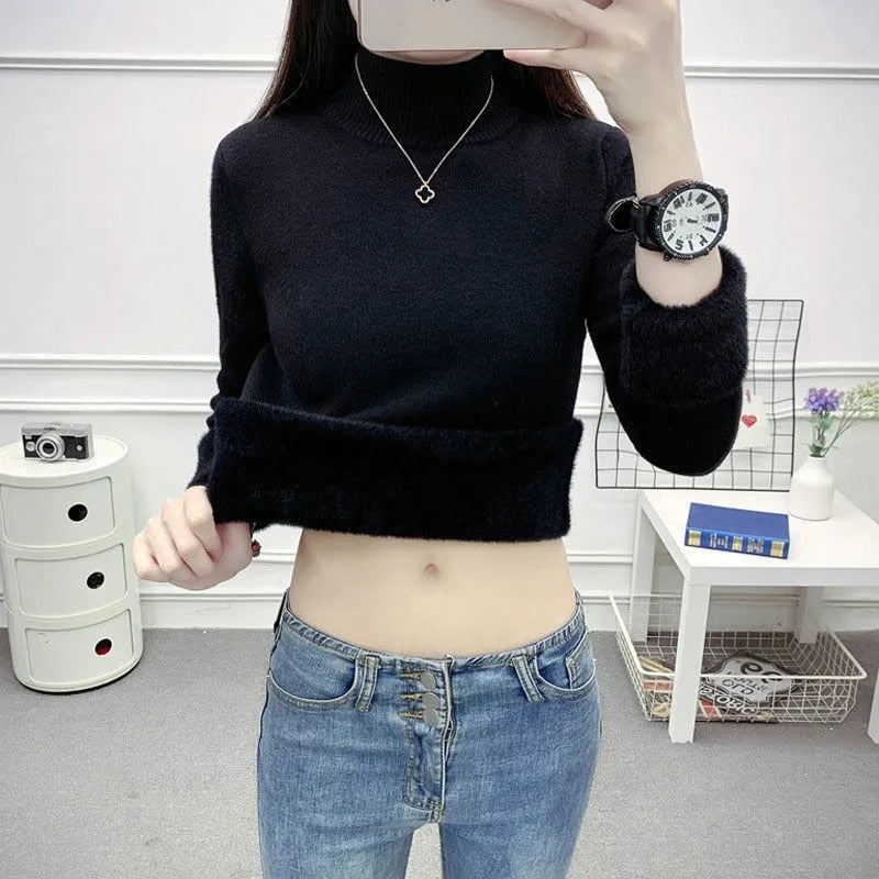 Variant image for Damen-Strickpullover, gemusterter Plüsch für Herbst und Winter-15